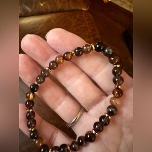 Hand crafted Brown neutrals stretchy Beaded Bracelet